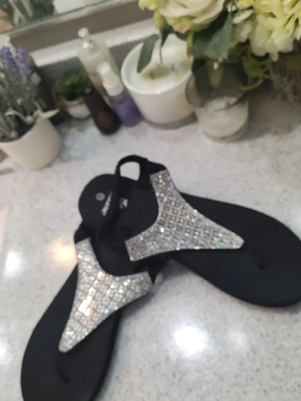 Black Rhinestone👑🫵✨ T-Strap Women's Sandals